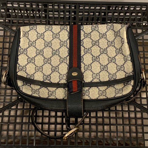 GUCCI GG Canvas Web Sherry Line Shoulder Bag Beige Red 89.02.055 Authentic - Picture 3 of 13